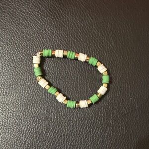 Green and Cream Beaded Bracelet
